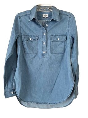 Ridgecut Denim Top, Sz. S, Pullover, Lightweight, Tab & Button To Roll Sleeve